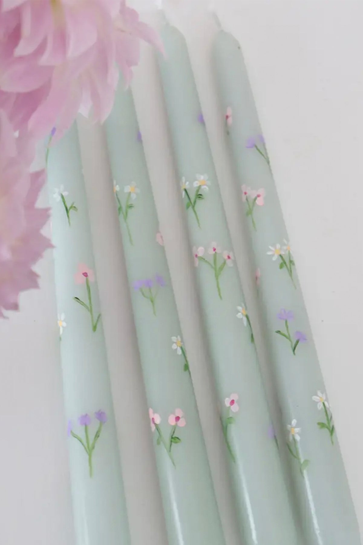 Hand Painted Candle Spring Forest Flowers
