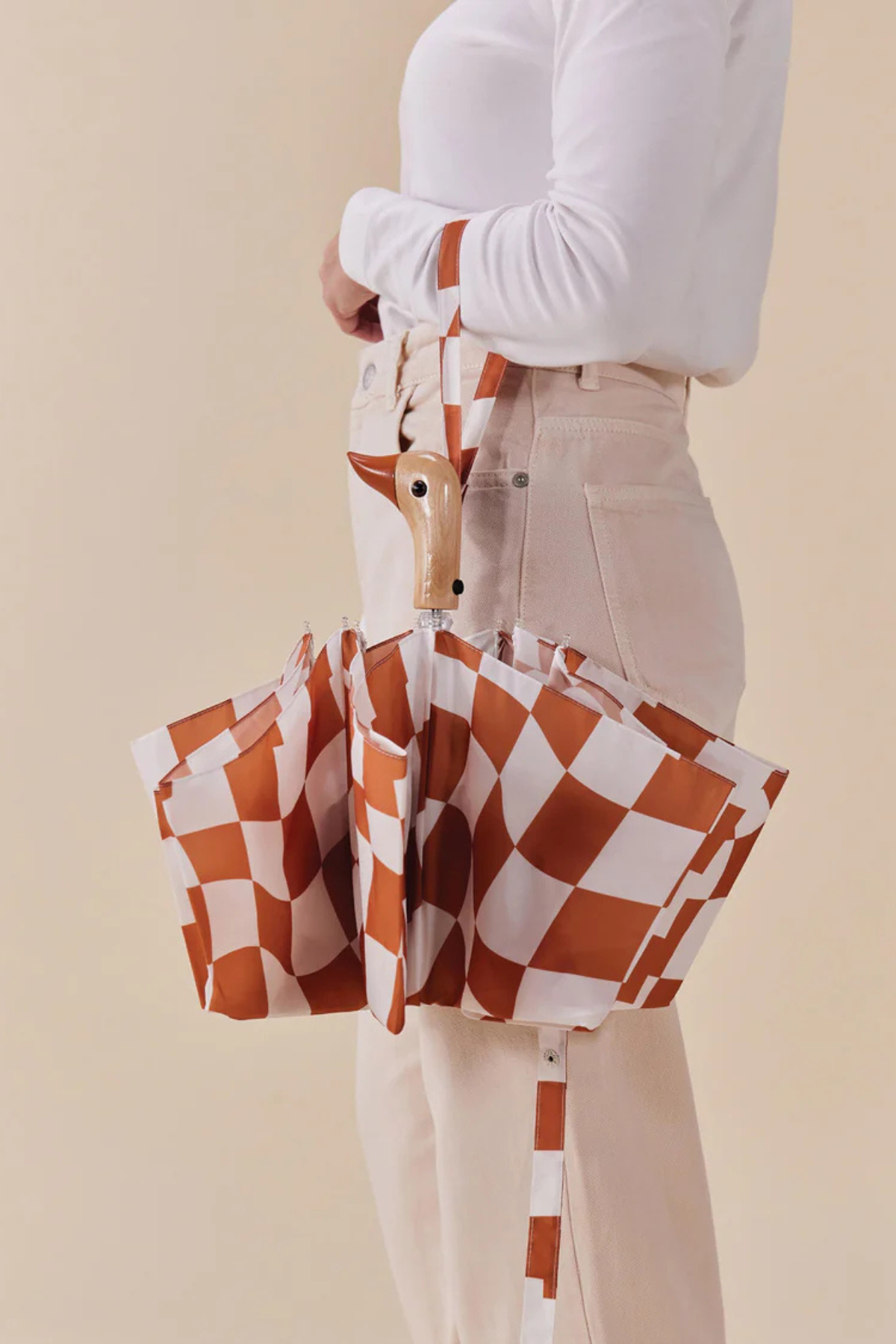 Duckhead Umbrella Compact Peanut Butter Checks