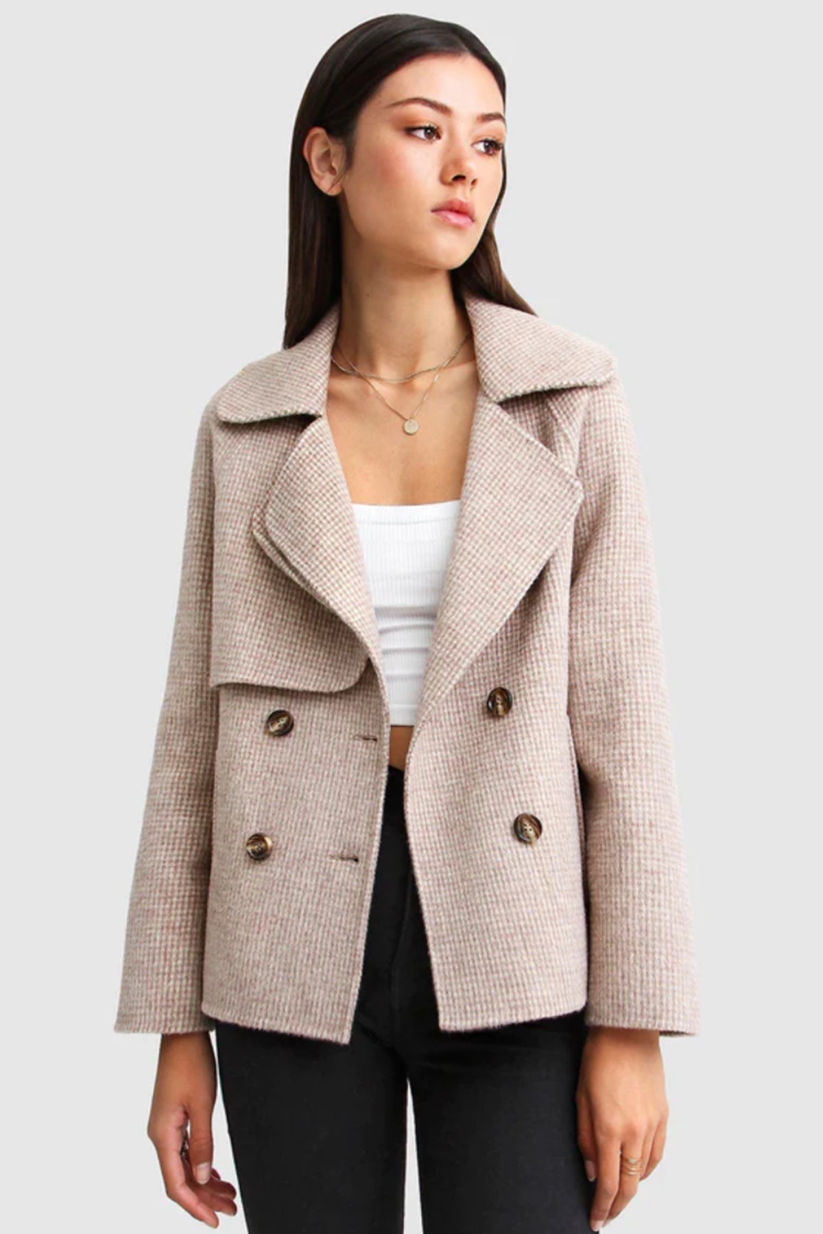 I’m Yours Wool Blend Peacoat Beige