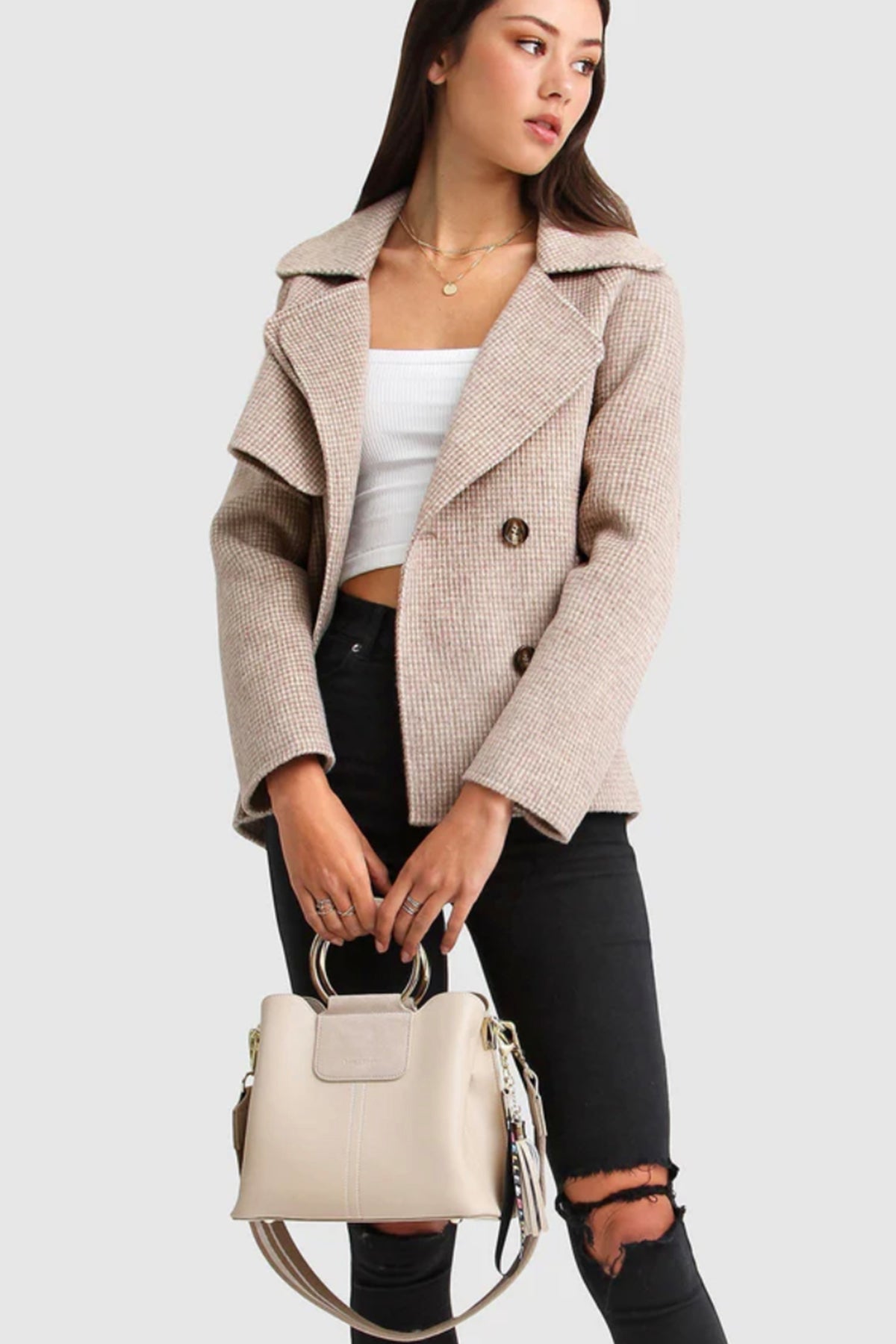 I’m Yours Wool Blend Peacoat Beige