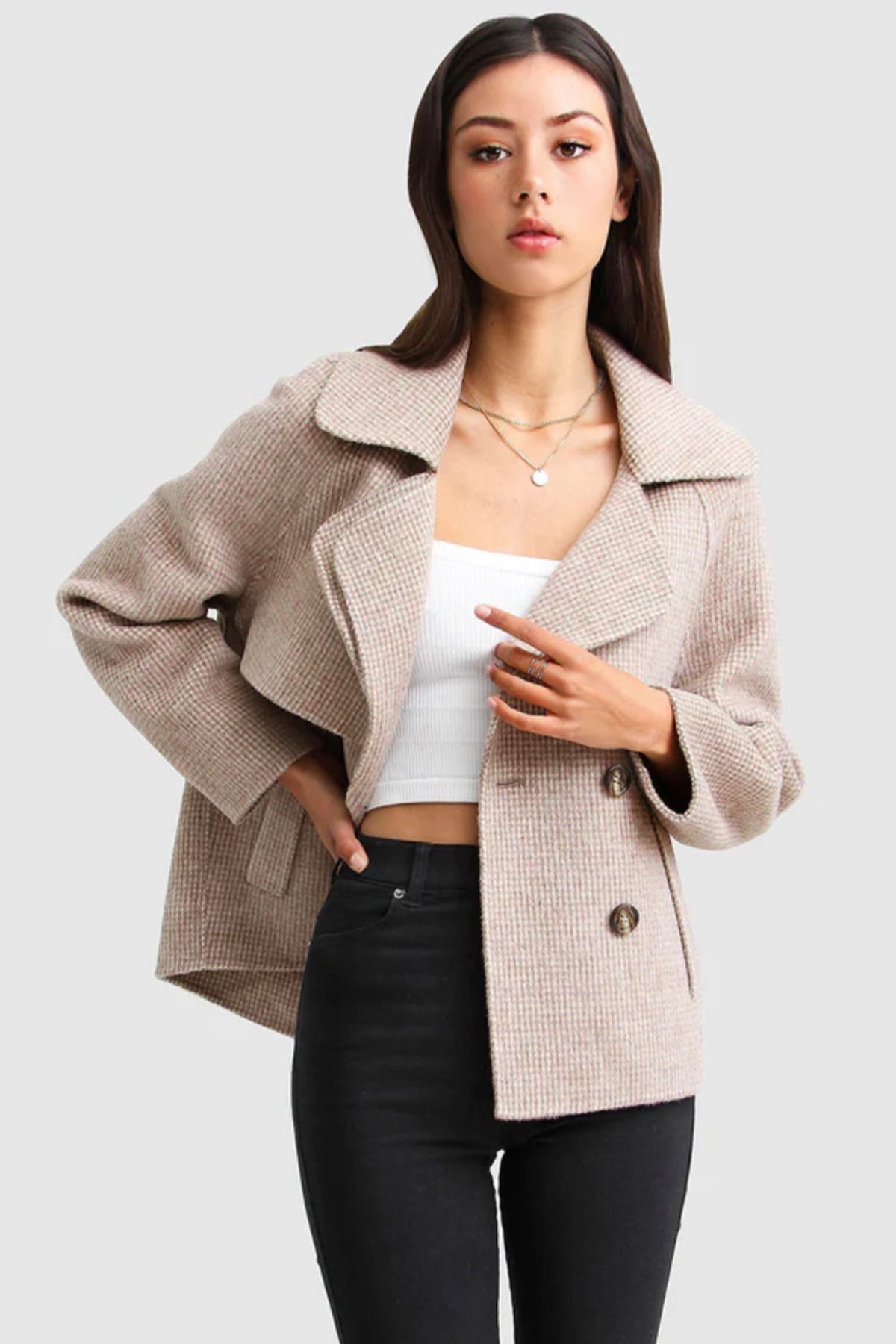 I’m Yours Wool Blend Peacoat Beige