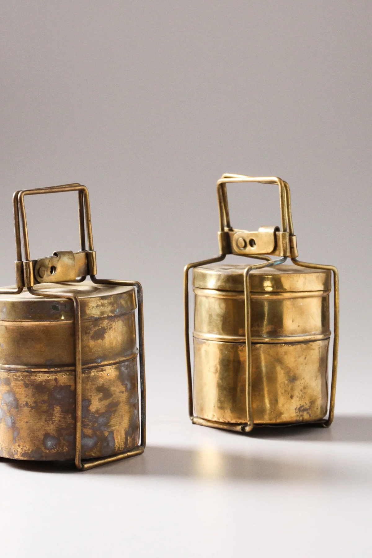 Vintage Indian Brass Lunch Box Small