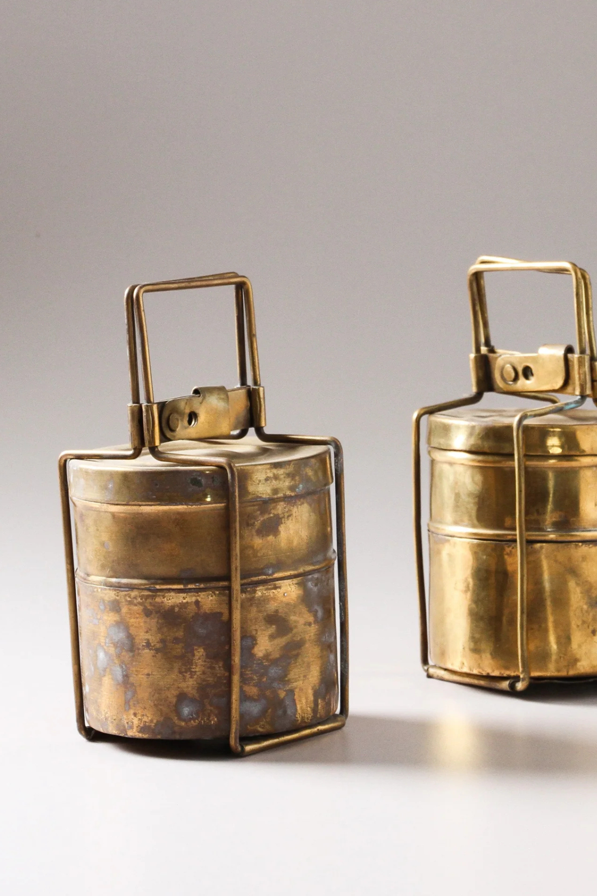 Vintage Indian Brass Lunch Box Medium