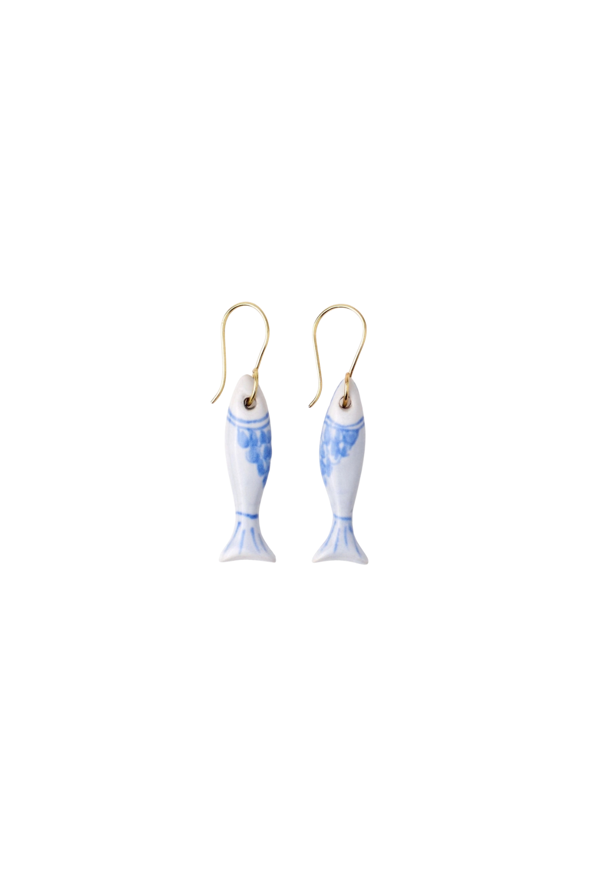 Danielle Fish Ceramic Earrings Blue + White