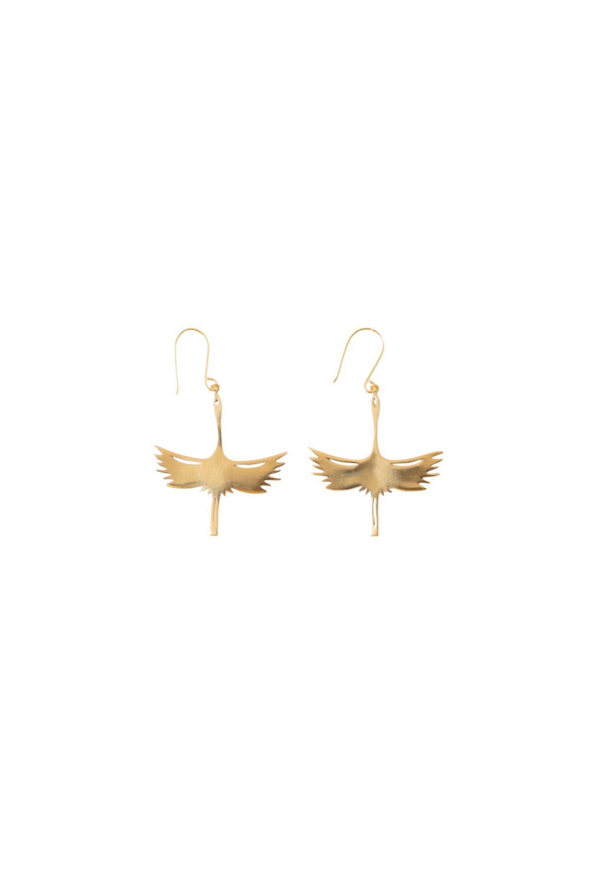 Edina Crane Dangle Earrings Brass