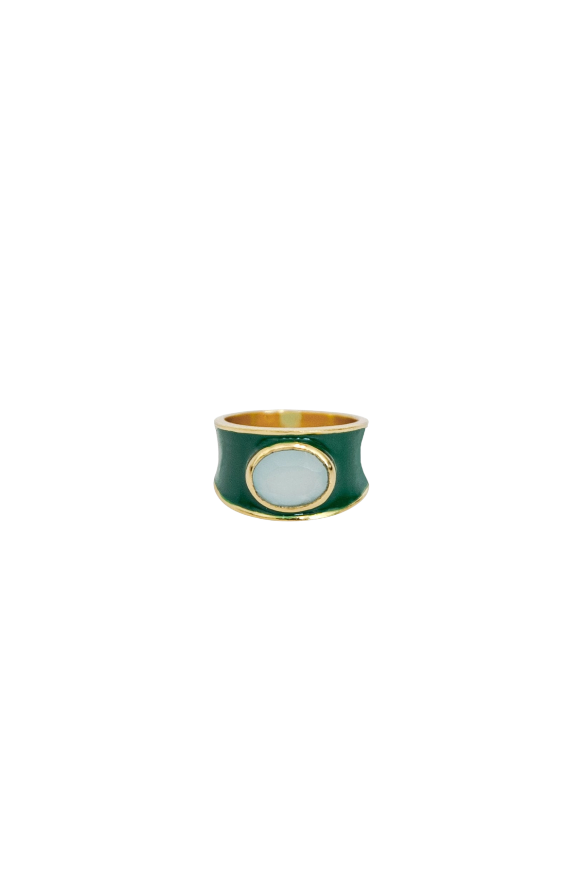 Hazel Oval Stone With Enamel Band Ring Green/Light Blue