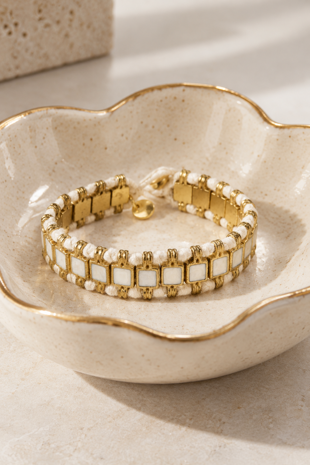 Josie Enamel Bracelet Small With Loop Latch White
