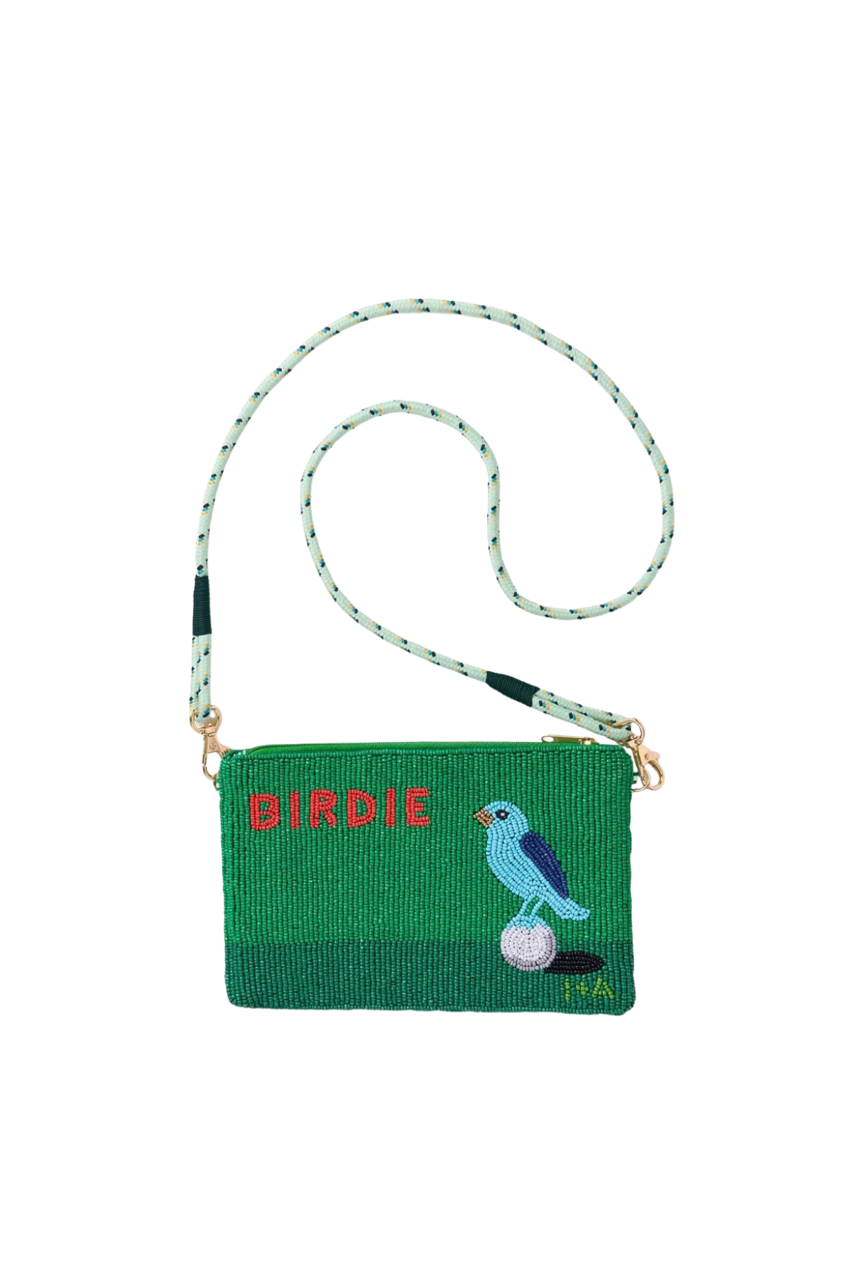 Leila Golf Seed Bead Clutch With Strap