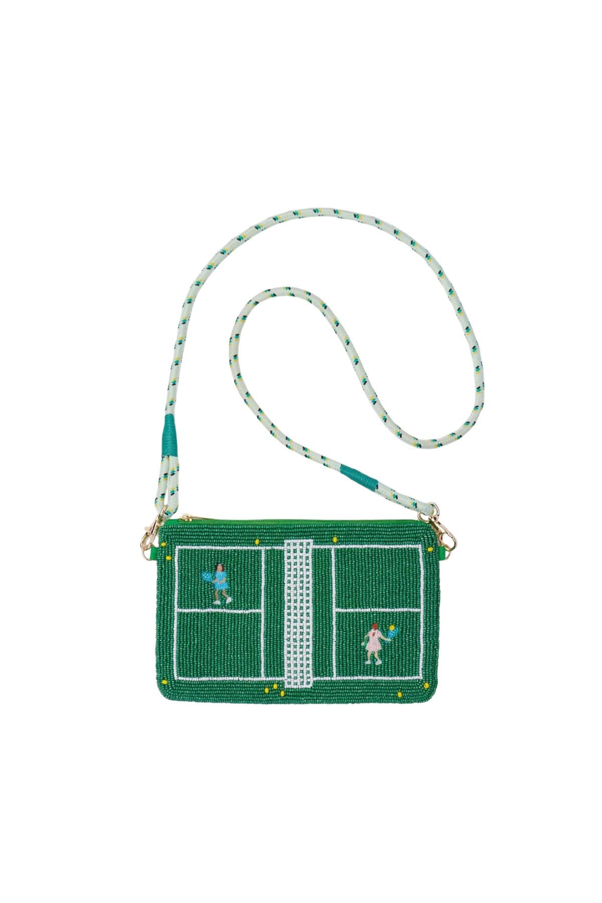 Leila Tennis Seed Bead Clutch With Strap