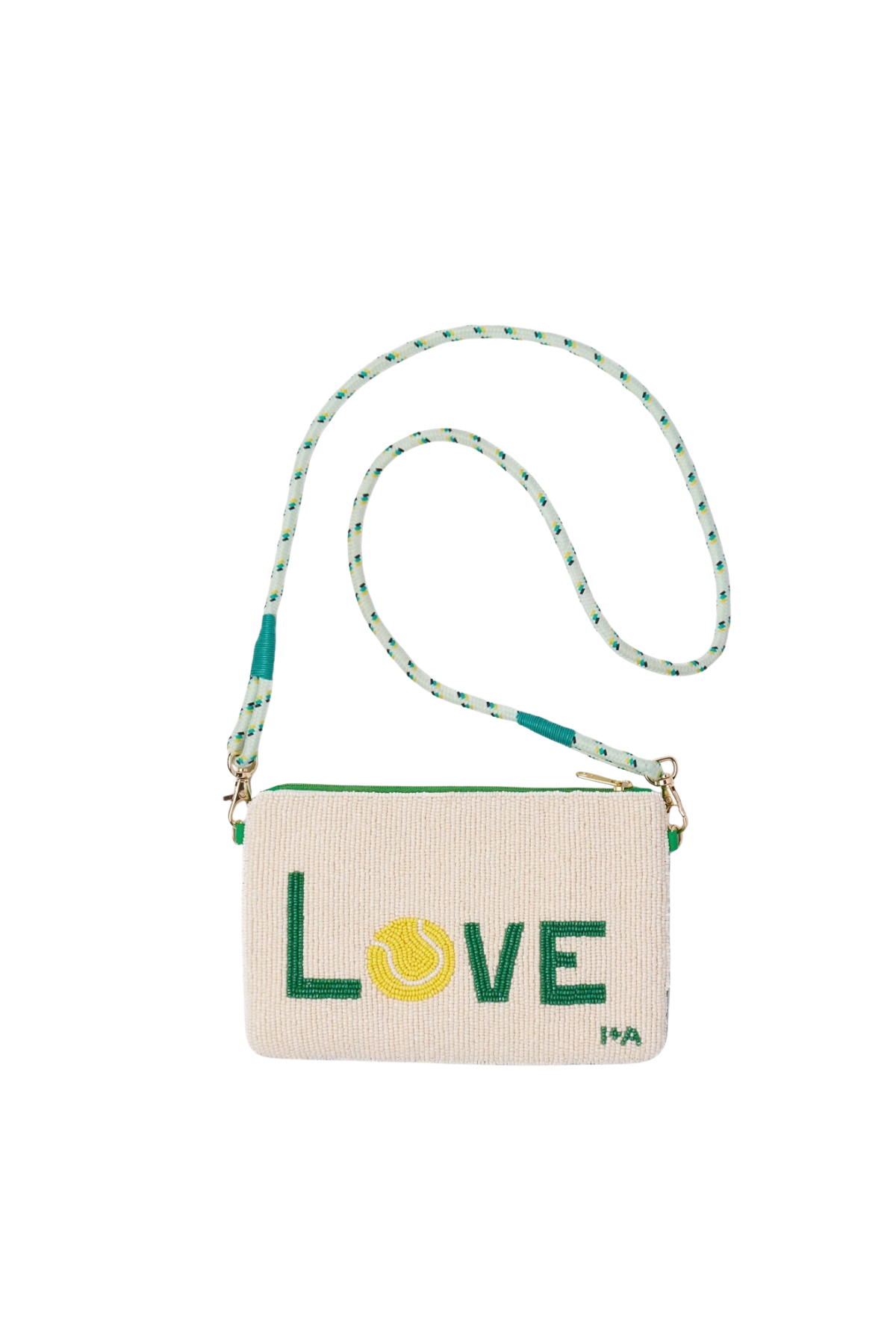 Leila Tennis Seed Bead Clutch With Strap