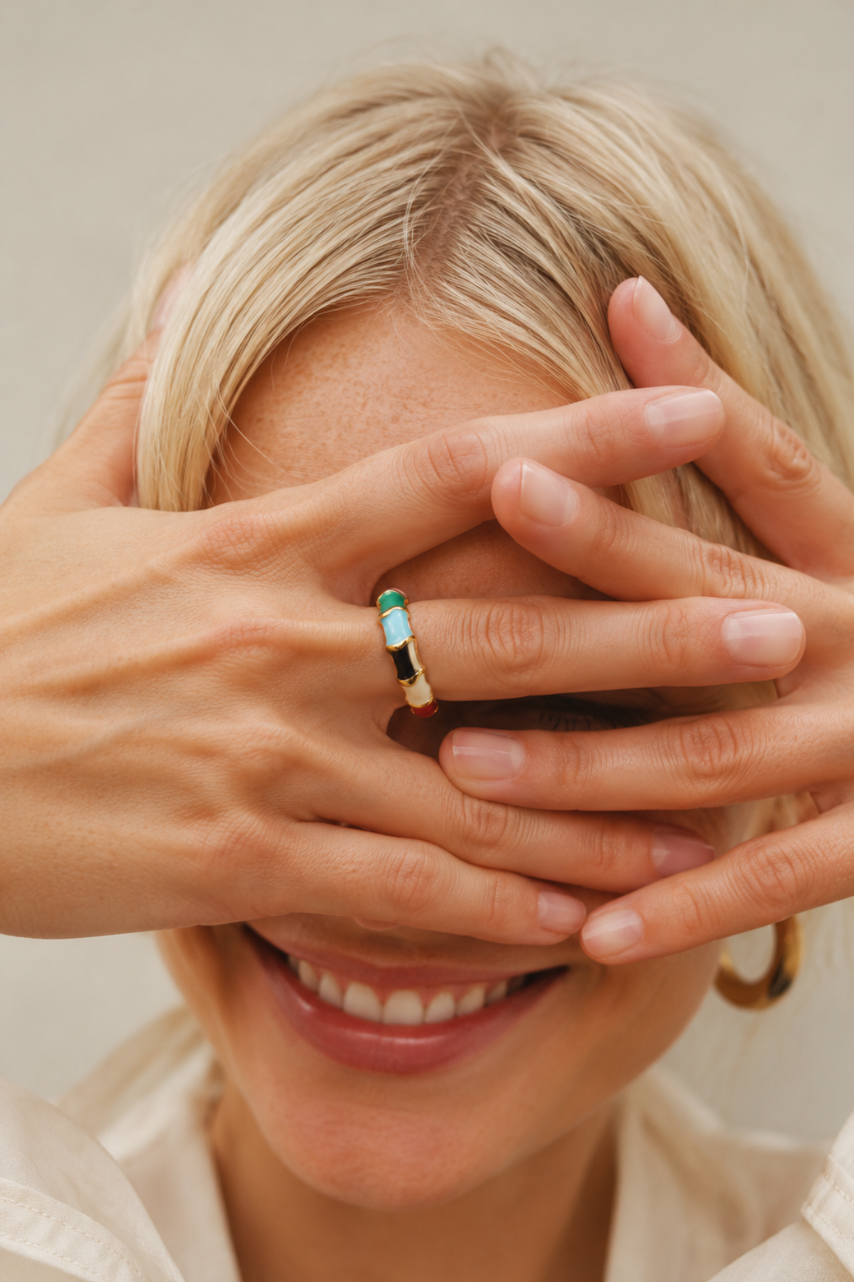 Paisley Twisted Colourblock Enamel Ring Multi-Colour