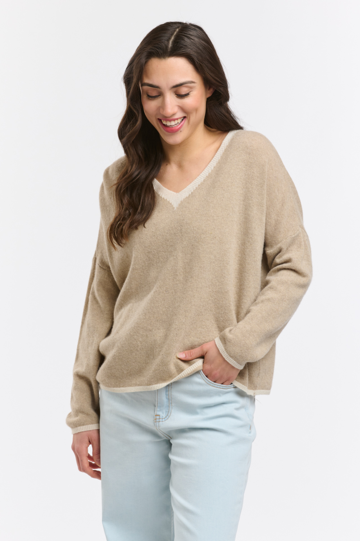 Cashmere Tracks Knit Beige