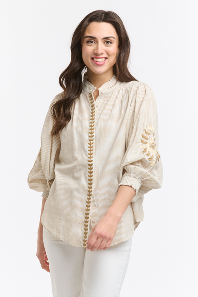 Clara Blouse Embroidered Stripe
