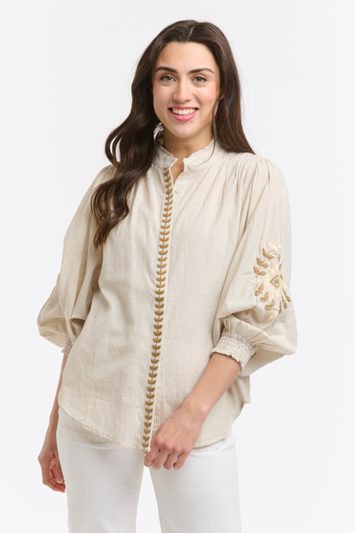 Clara Blouse Embroidered Stripe
