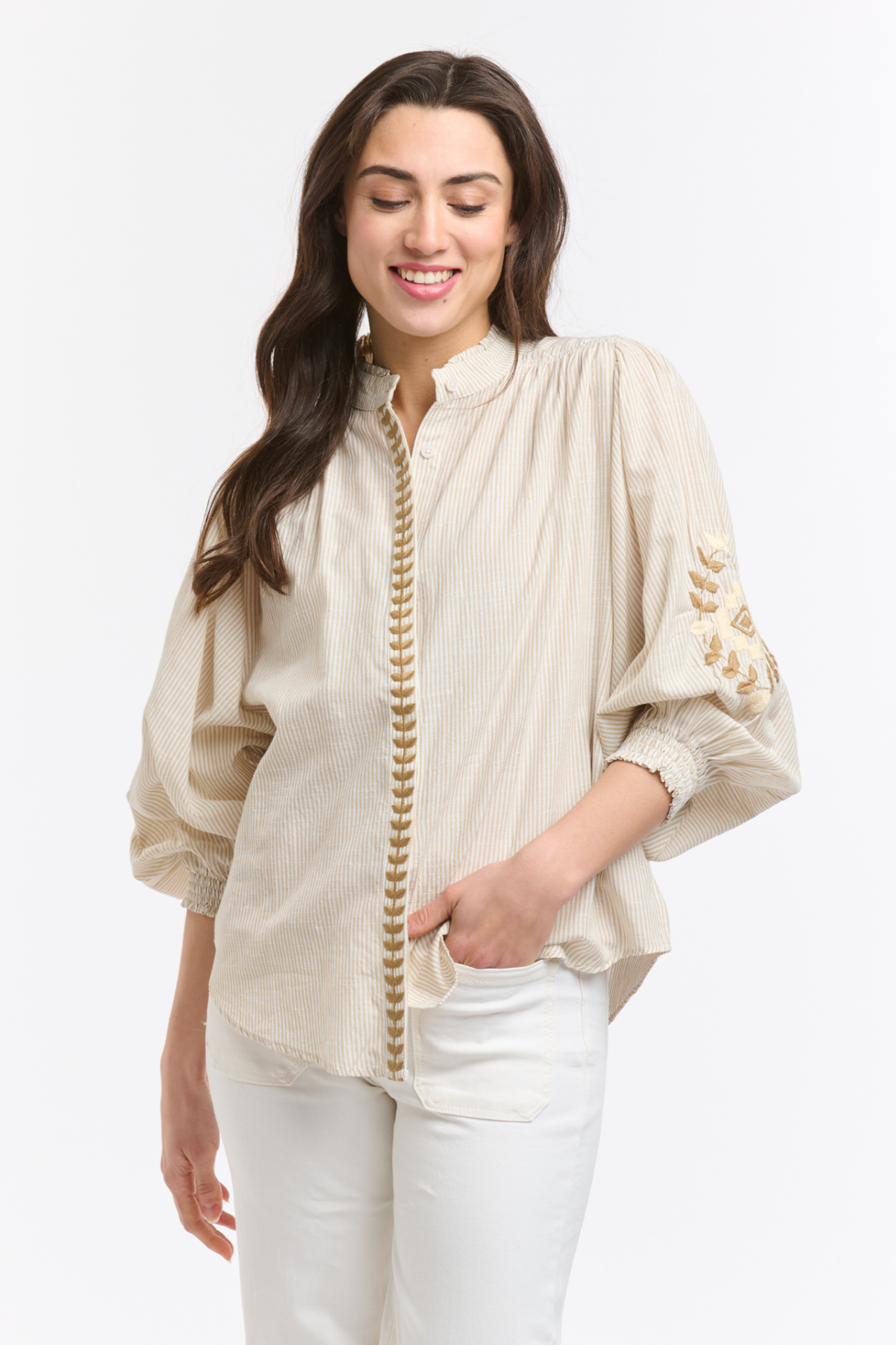 Clara Blouse Embroidered Stripe