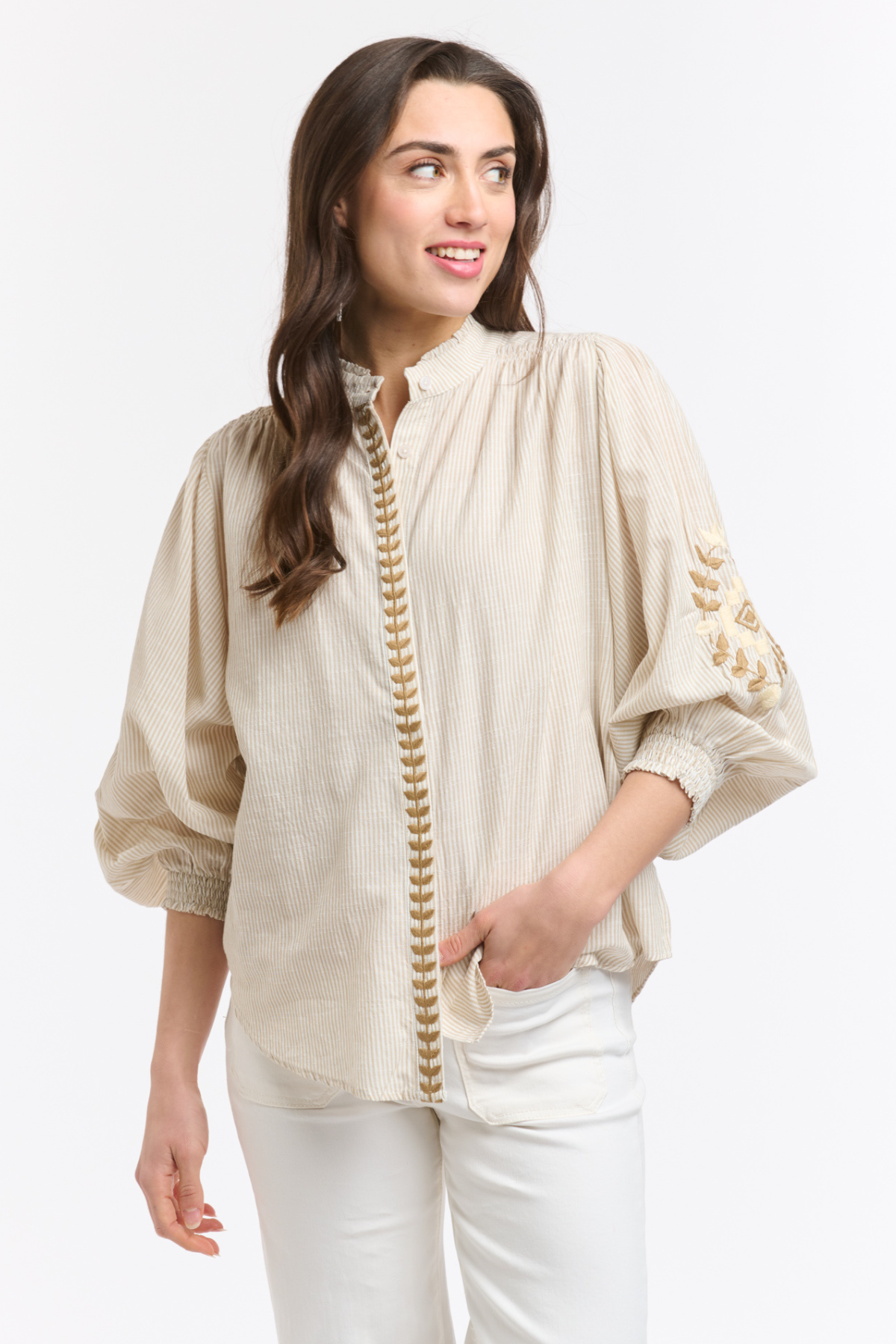 Clara Blouse Embroidered Stripe