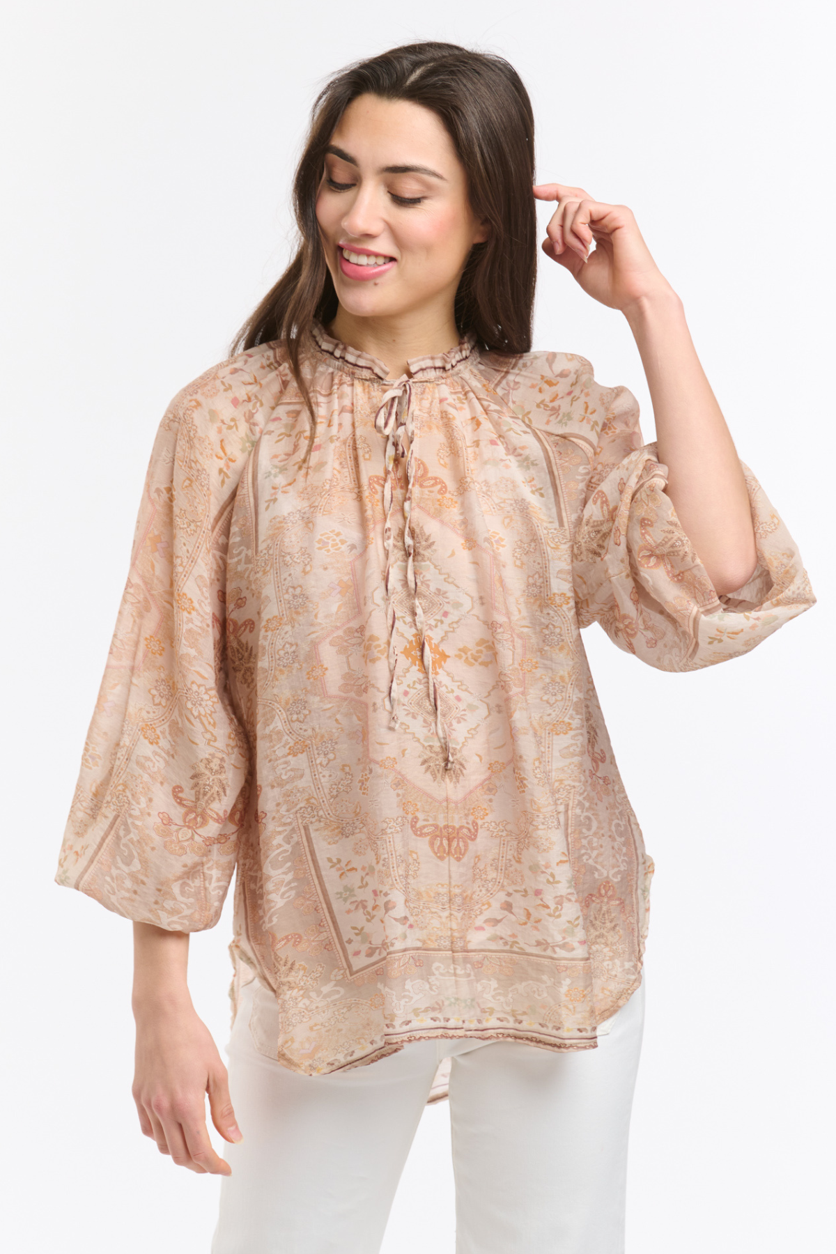 Emily Ruffle Collar Blouse Mocha