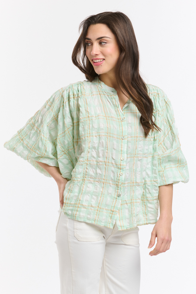Freida Check Blouse Mint