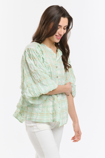 Freida Check Blouse Mint