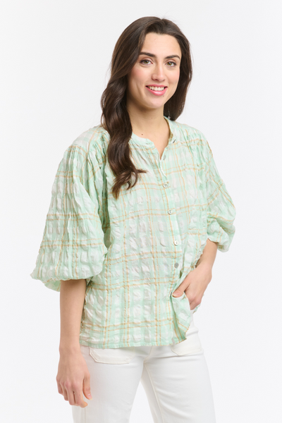 Freida Check Blouse Mint