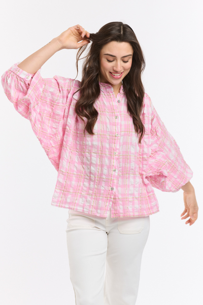 Freida Check Blouse Pink
