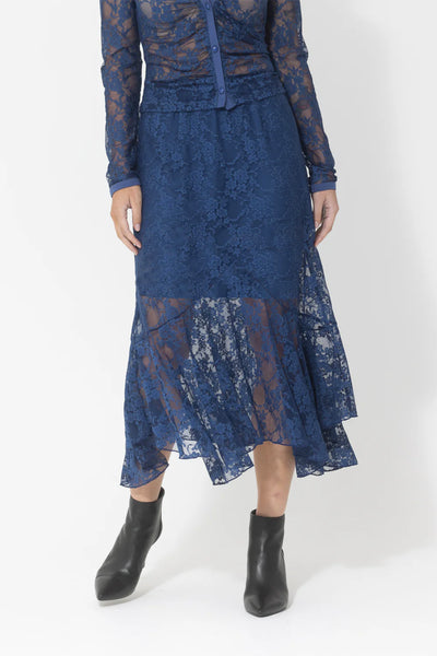 Geo Floral Lace Skirt Sapphire