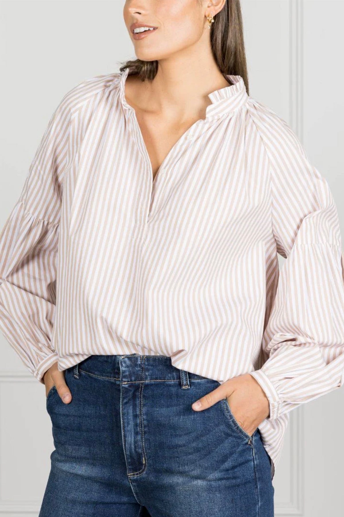 Kell Shirt Stripe Beige