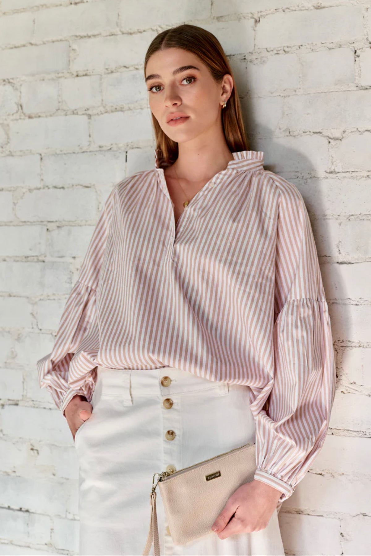 Kell Shirt Stripe Beige