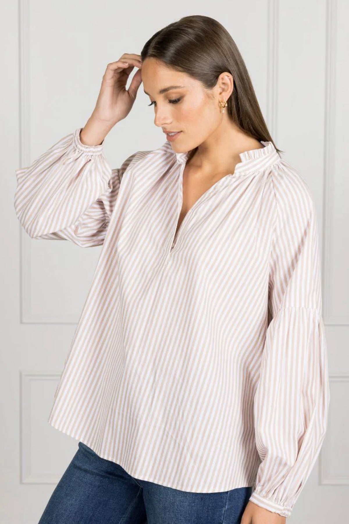 Kell Shirt Stripe Beige