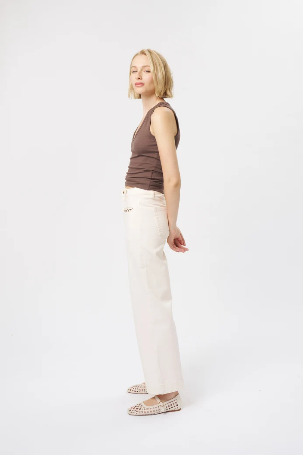 Freya Jean Scallop Pocket Ecru
