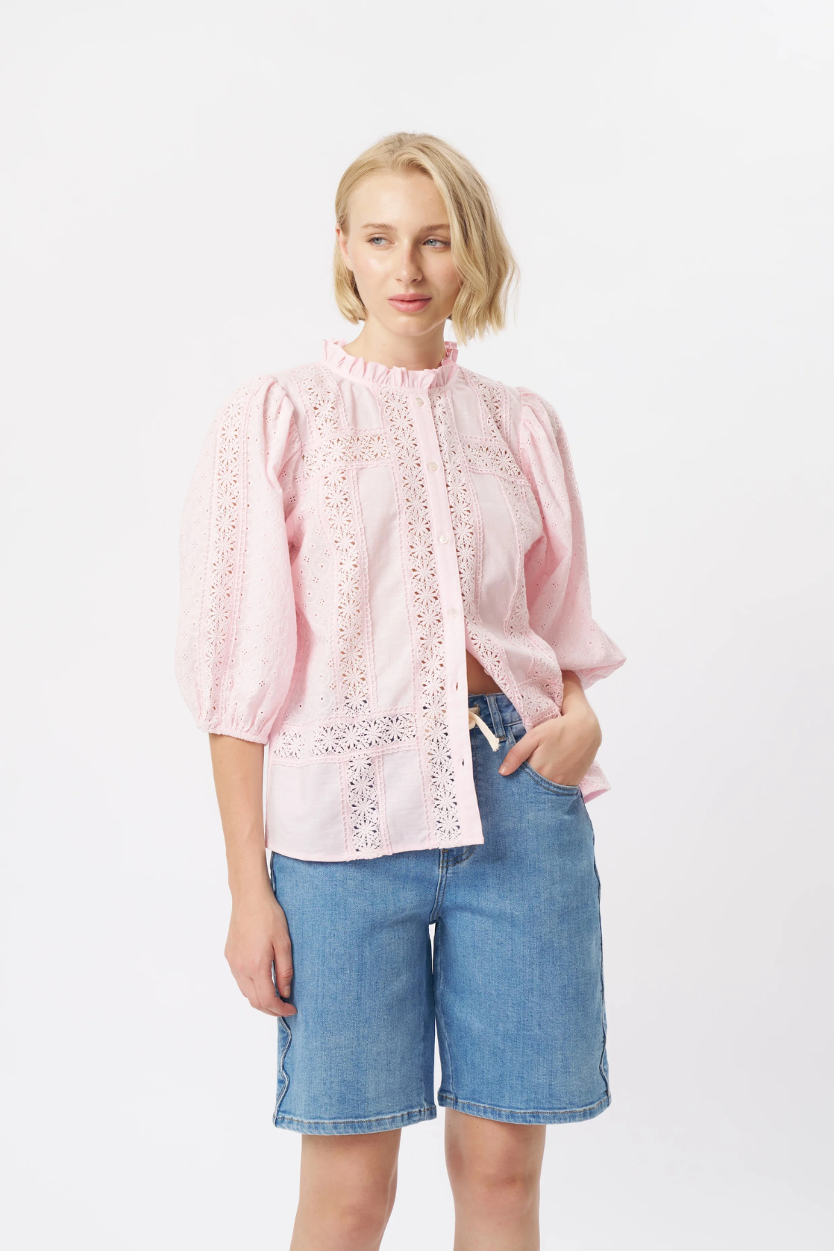 Isabella Blouse Pink Lace