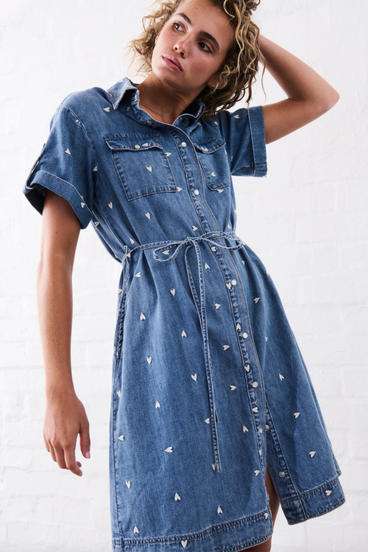 Simone Heart Dress 70's Blue