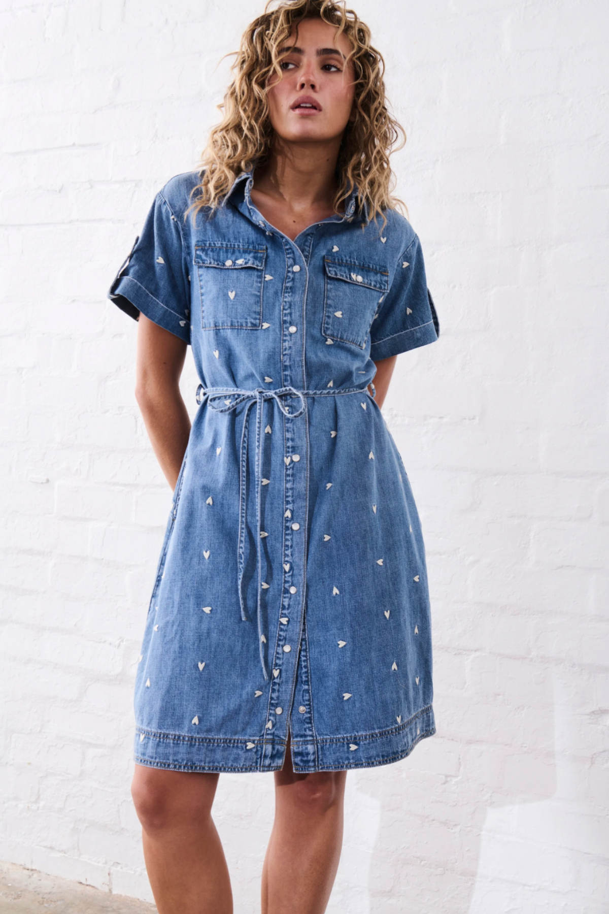 Simone Heart Dress 70's Blue