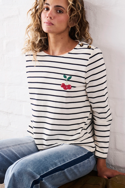 Erin Top Cherry Navy & White