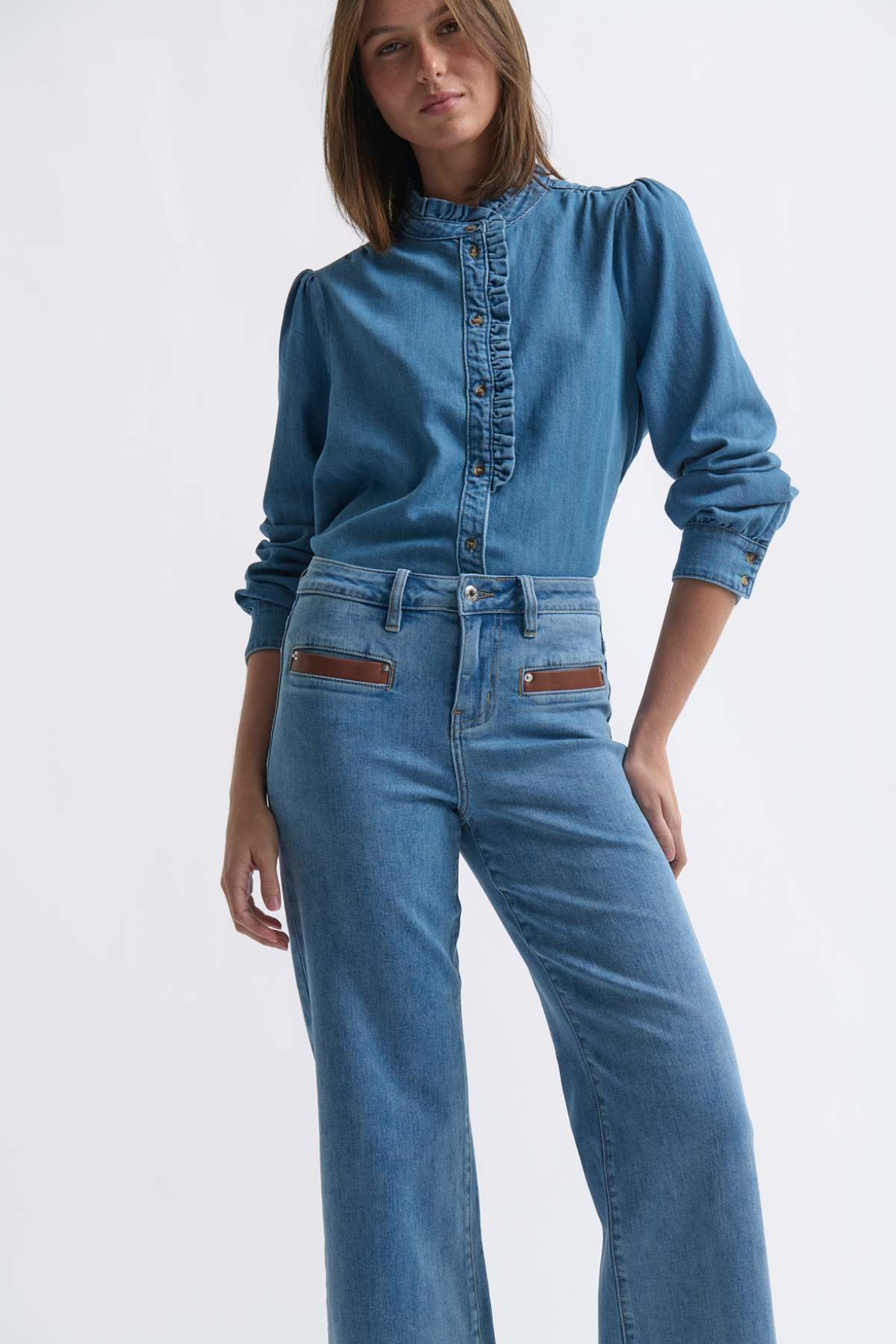 Freya Jean Leather Pocket 70's Blue