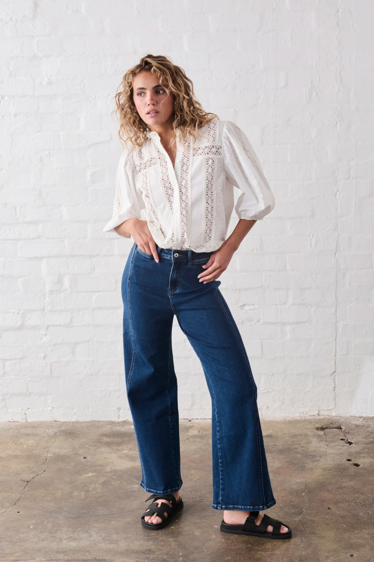 Palazzo Jean Mid Washed Blue