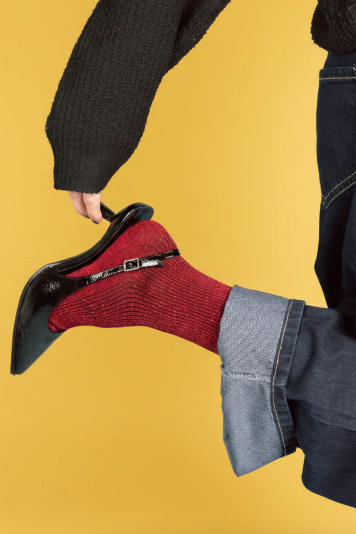 Klue Glitter Sock Cherry