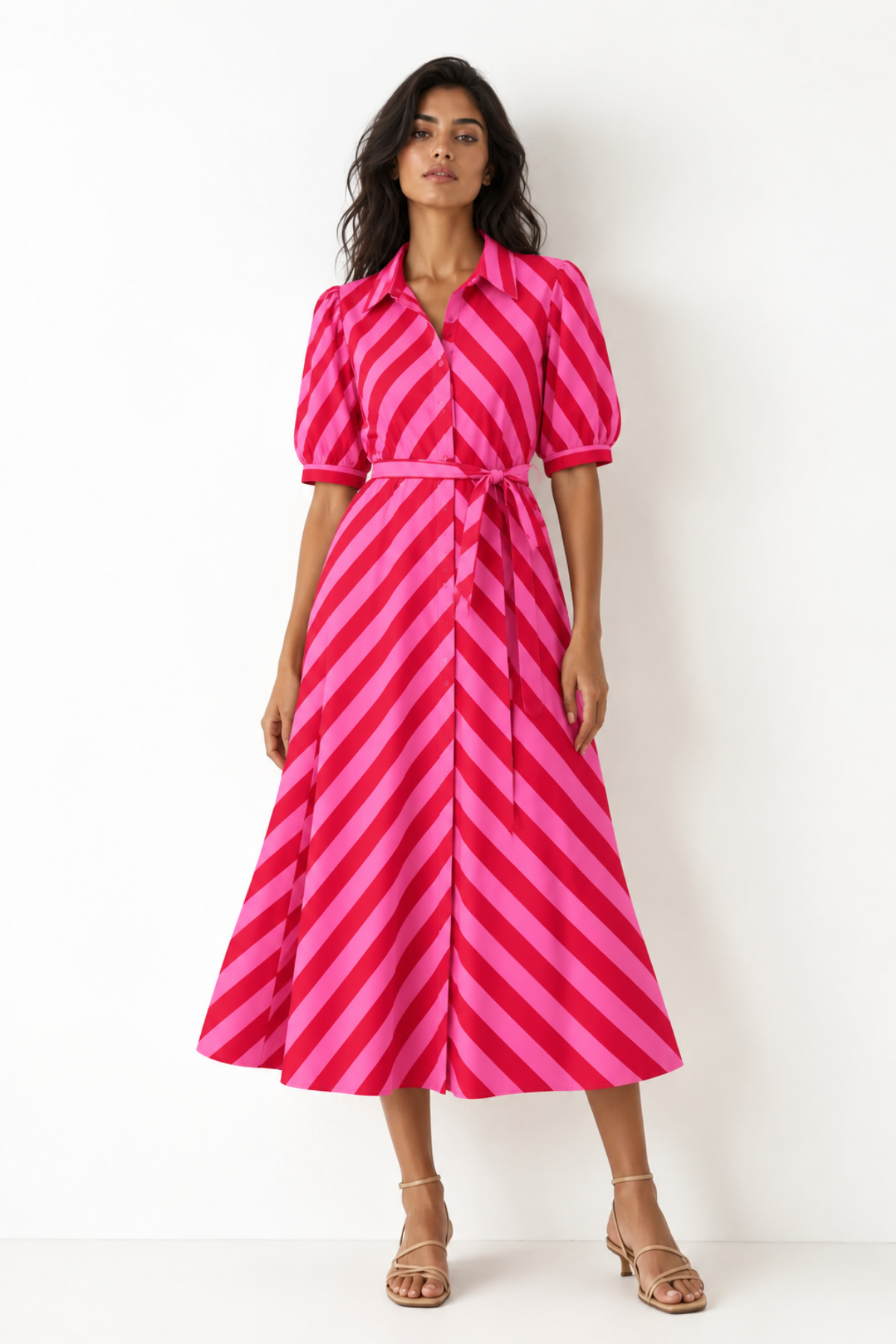 Anika Dress Pink Stripe