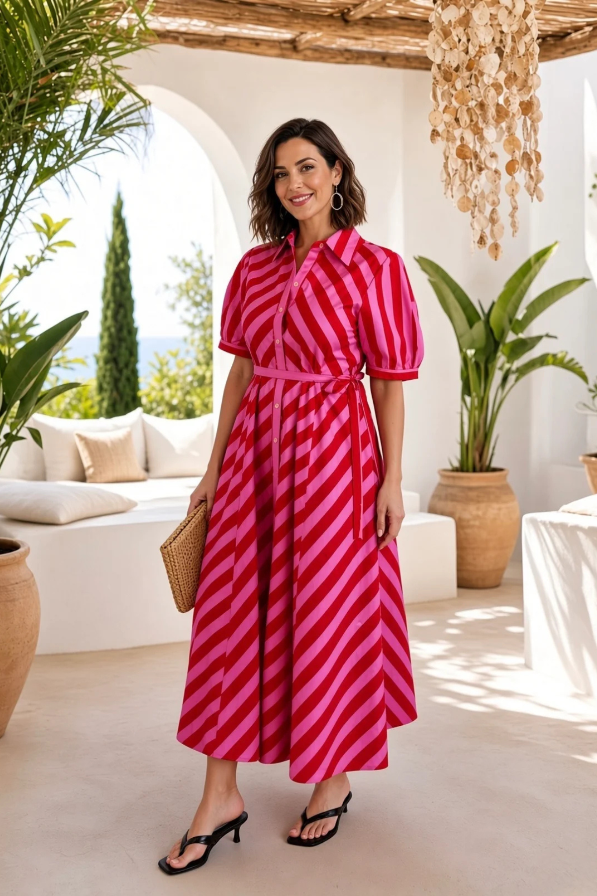Anika Dress Pink Stripe
