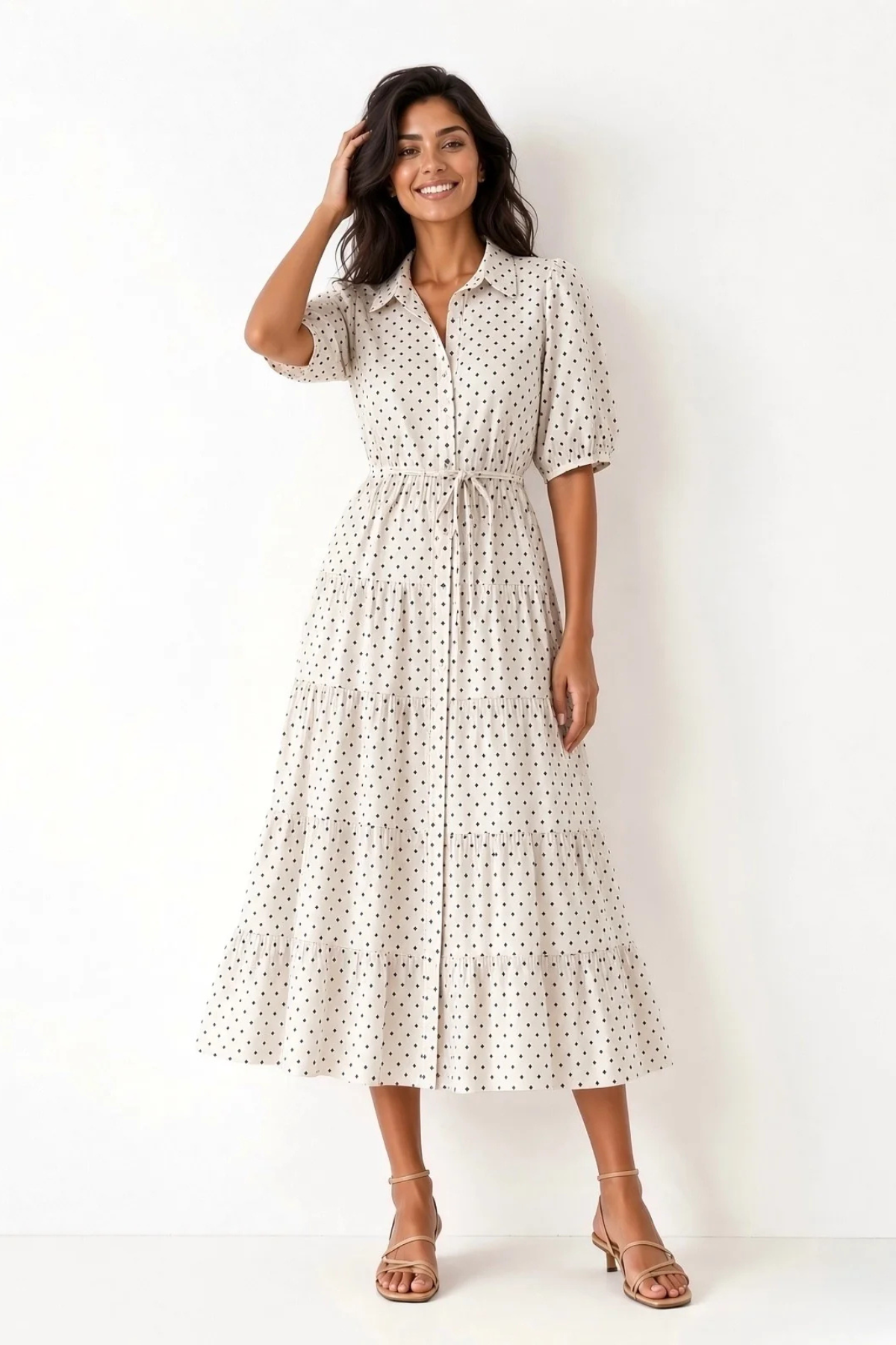 Jane Navy Square Linen Dress