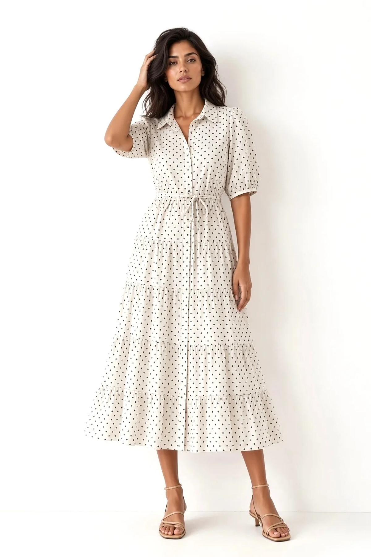 Jane Navy Square Linen Dress