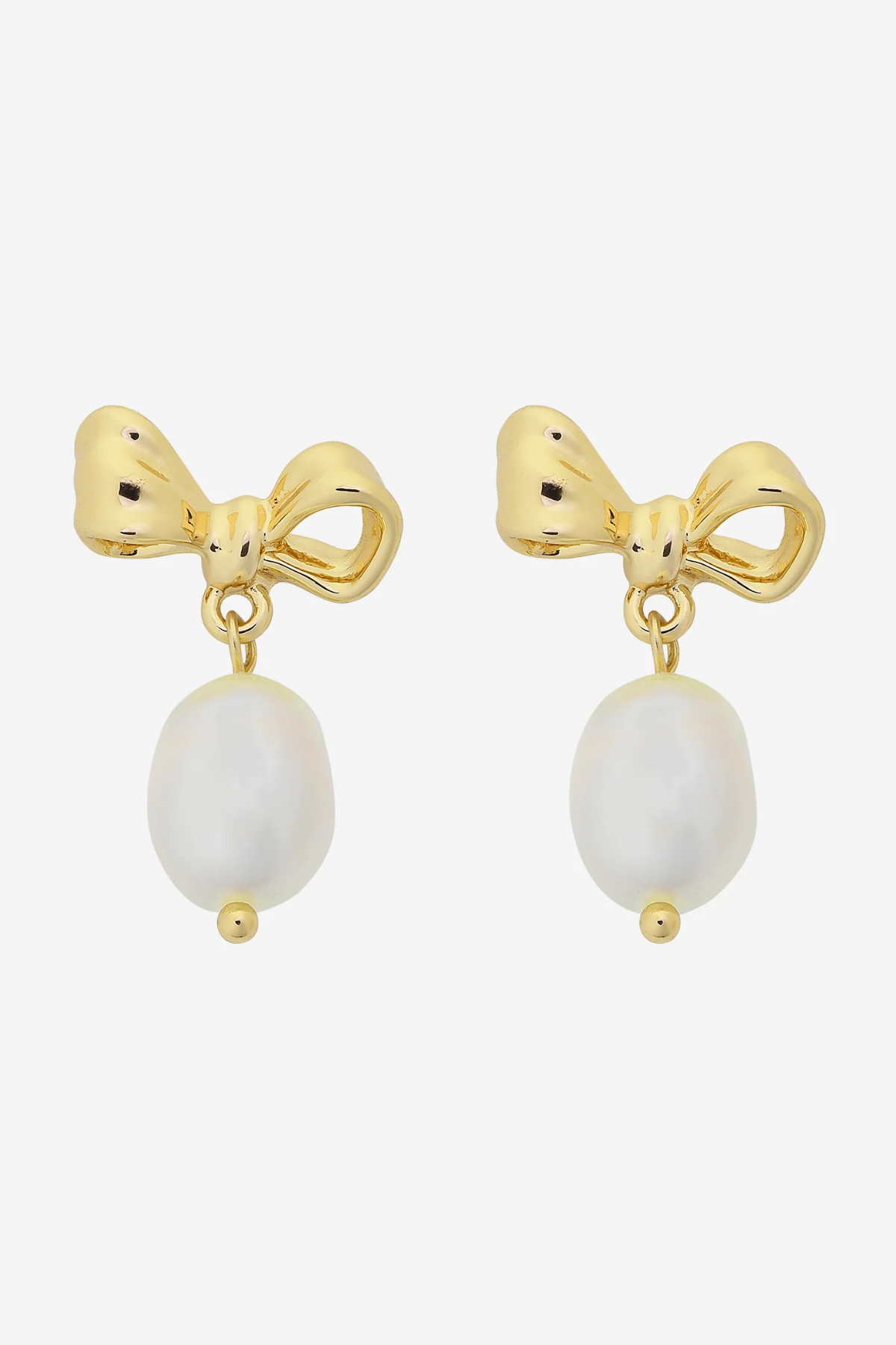 Alice Gold Bow Pearl Earring