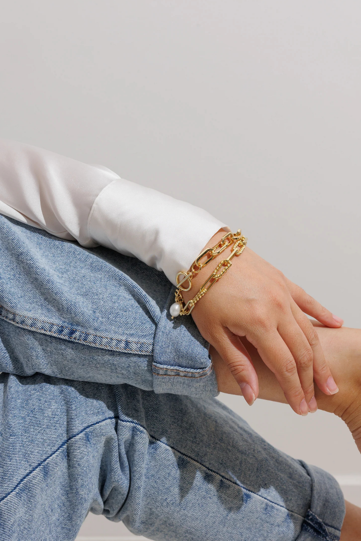 Darcy Gold Pearl Bracelet