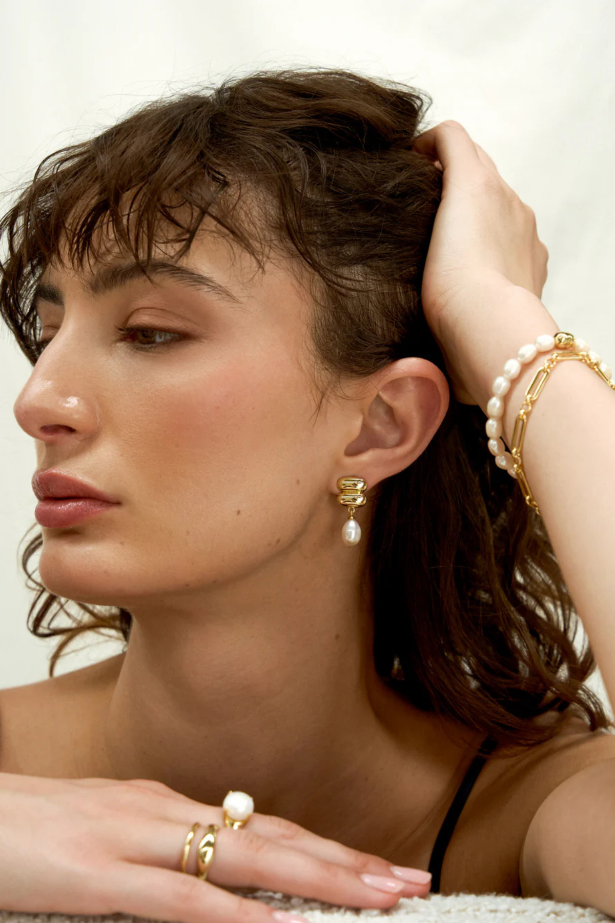 Heidi Gold Pearl Earring