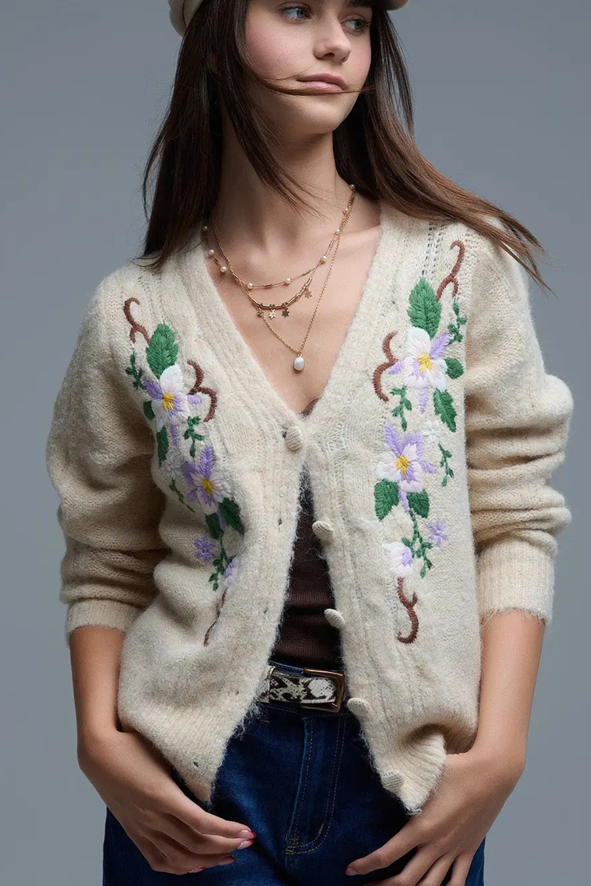 Lilac Flower Cardigan