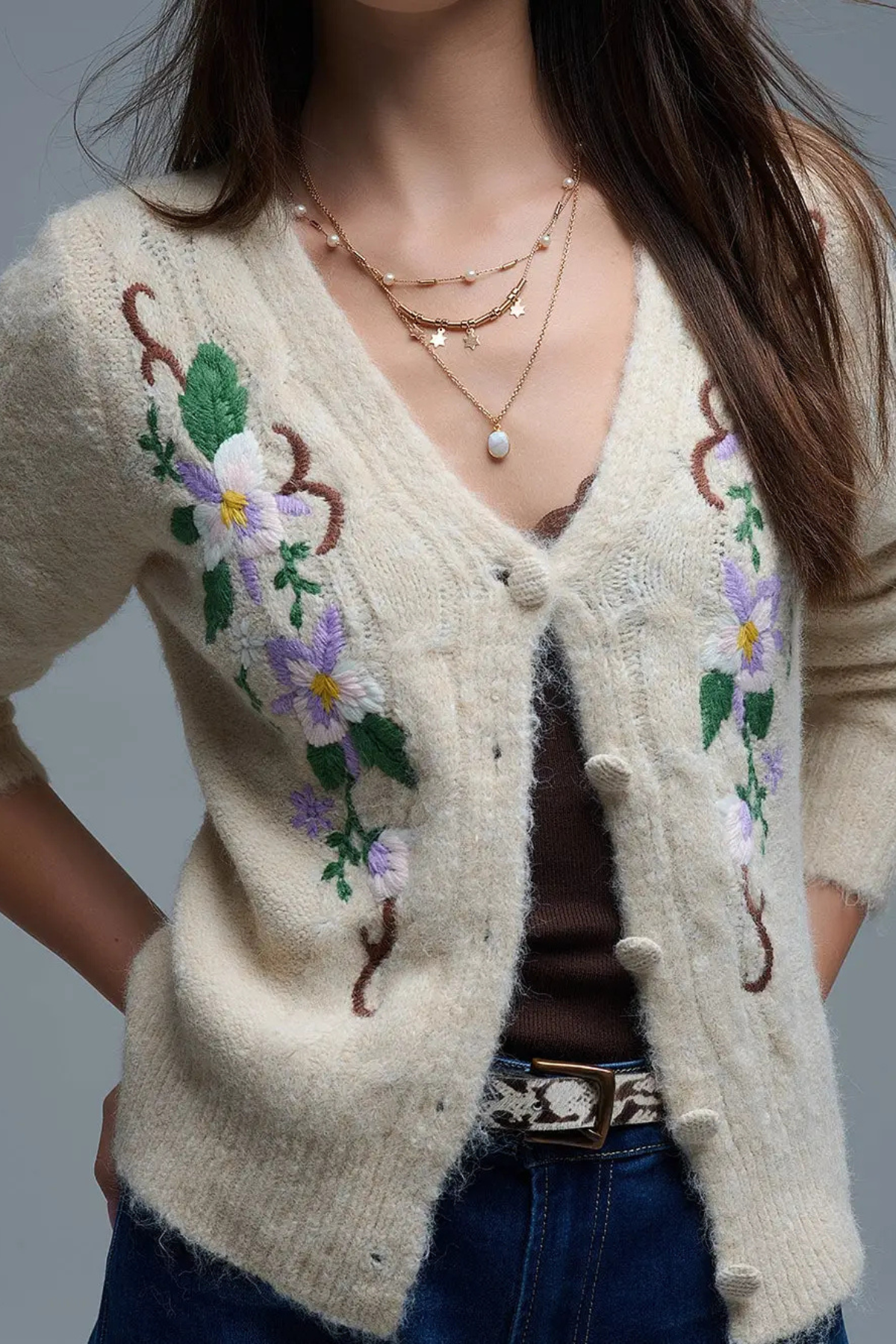 Lilac Flower Cardigan