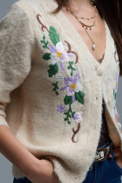 Lilac Flower Cardigan