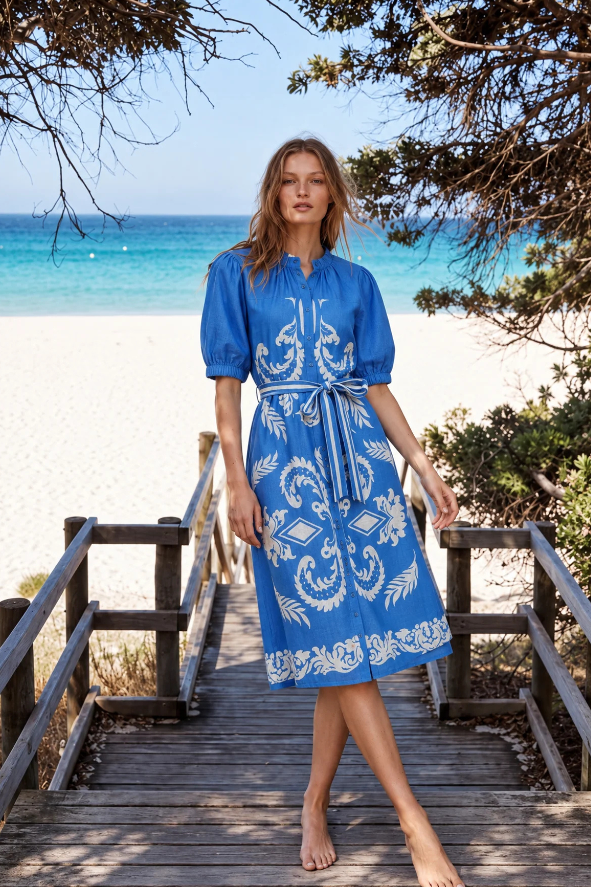 Coast Jewel Cotton Midi Capri Blue