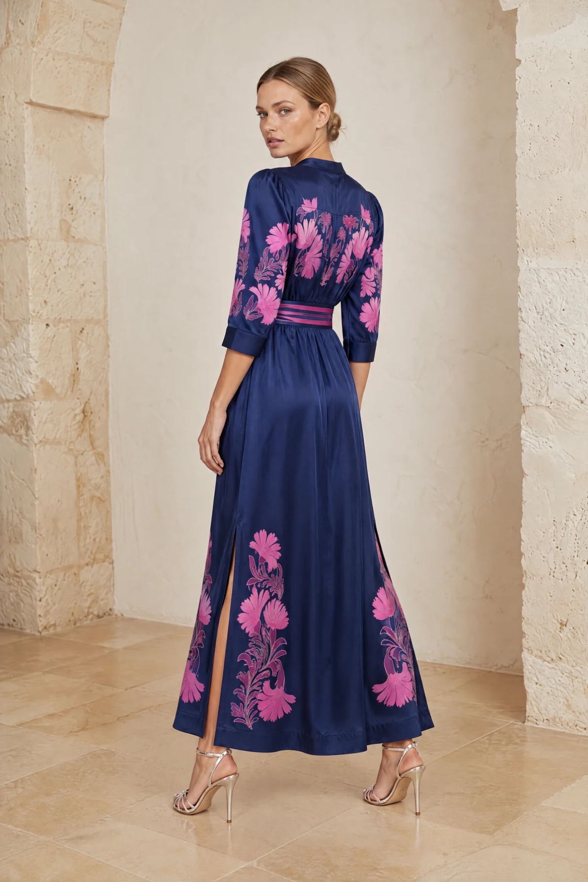 Mary Dress Navy Fuchsia