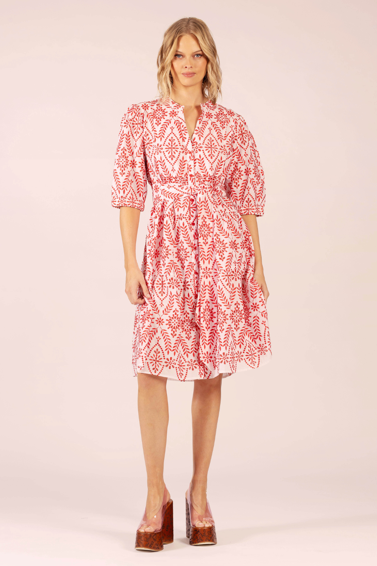 Marilyn Midi Lace Dress Red